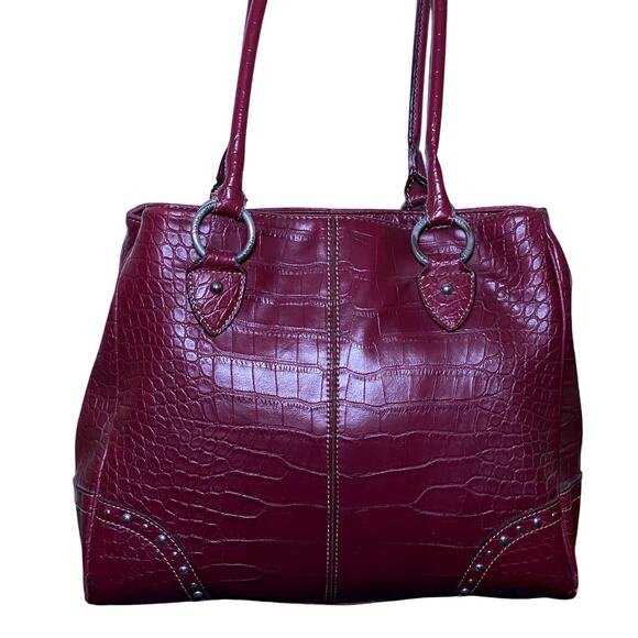 Tommy Hilfiger Handbags - y2k red leather shoulder bag croc embossed studded mcbling grunge vintage